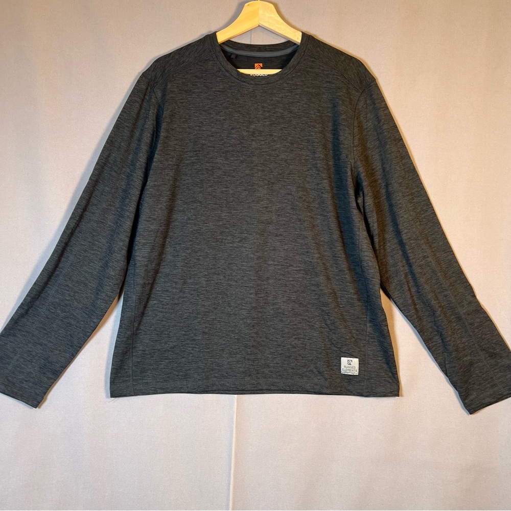 Rugged Elements Men's SzL Gray Long Sleeve Crew Neck Performance Stretch Shirt